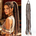 24" Boho Braided Ponytail Extension with Hair Tie Hand-Braided Viking Dreadlock Beaded Synthetic Hairpiece for Women