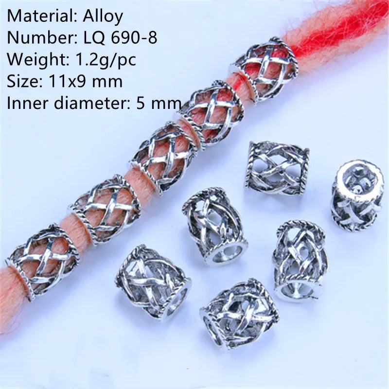 1-5pcs Viking Beard Decorative Beads for Hair Braid Decorations Accessories Needlework Bead Skull Braid Dreadlock Tube Rings