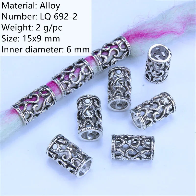 Vintage Braids Dreadlock Beard Beads Cuffs Clips for Hair Rings Adjustable Viking Hair Dread Women Accessories Fashion Jewelries